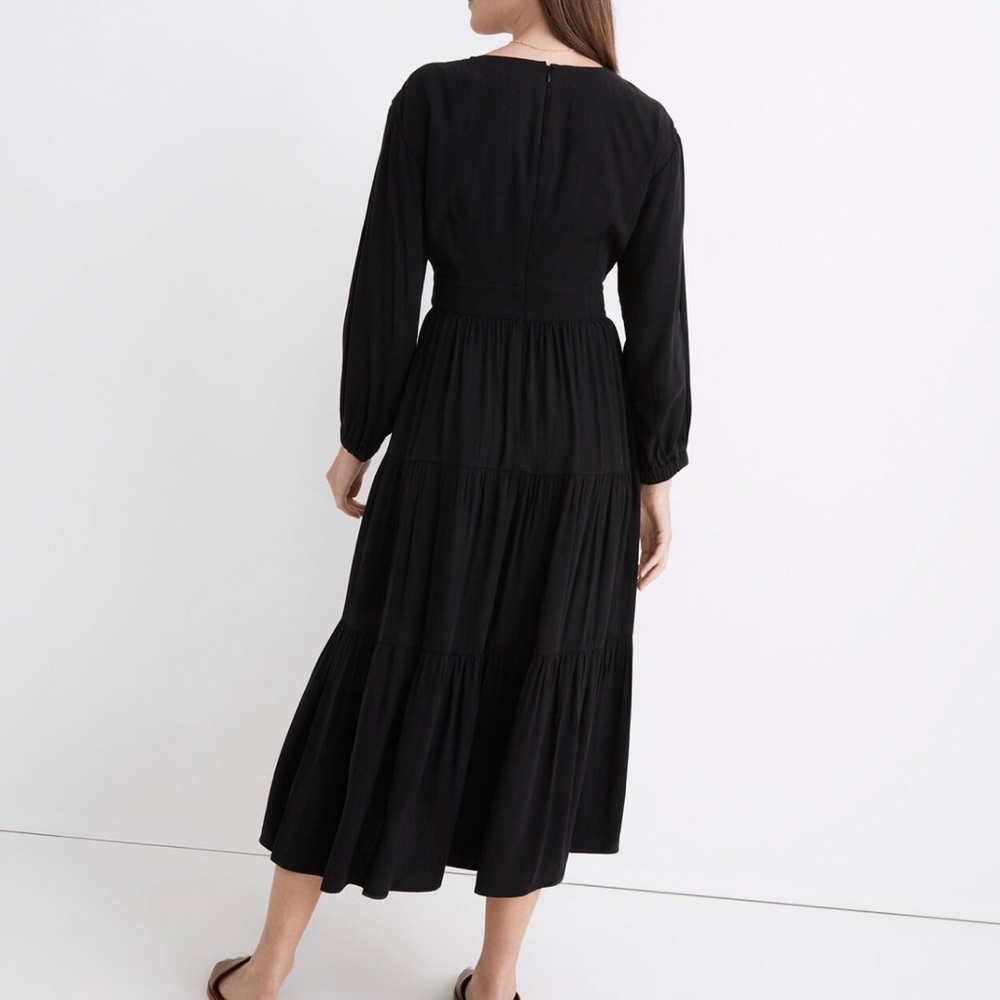 Madewell Black Tiered Maxi Dress with Front Cutout - Picture 4 of 7